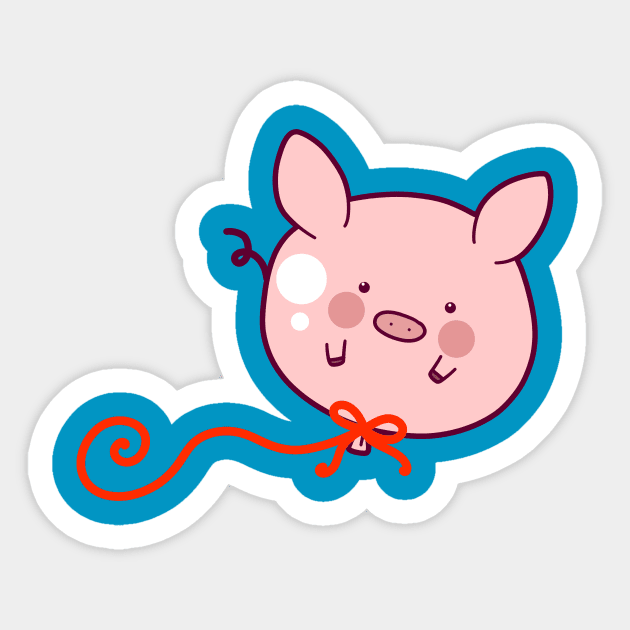 Pig Balloon Sticker by saradaboru